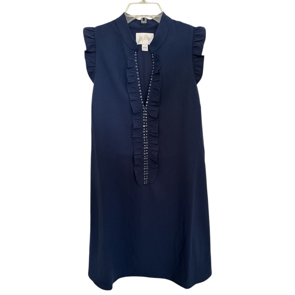Lily Pulitzer Navy A-line dress sleeveless size 0 EUC DH-13